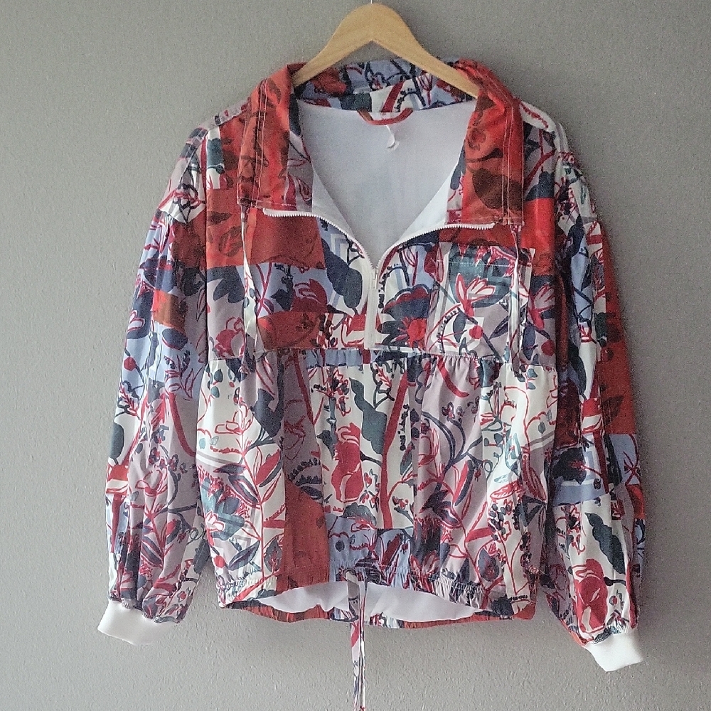 Pilcro Floral Hooded Jacket with Drawstring Waist small